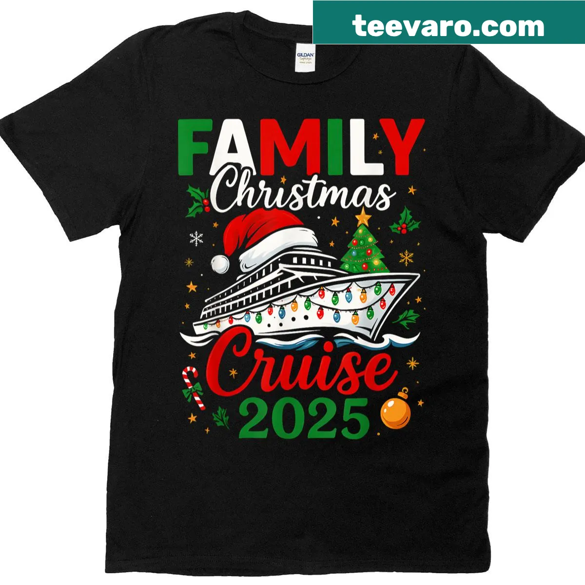 Family matching Christmas cruise graphic t-shirt for 2025 — on a men's t-shirt