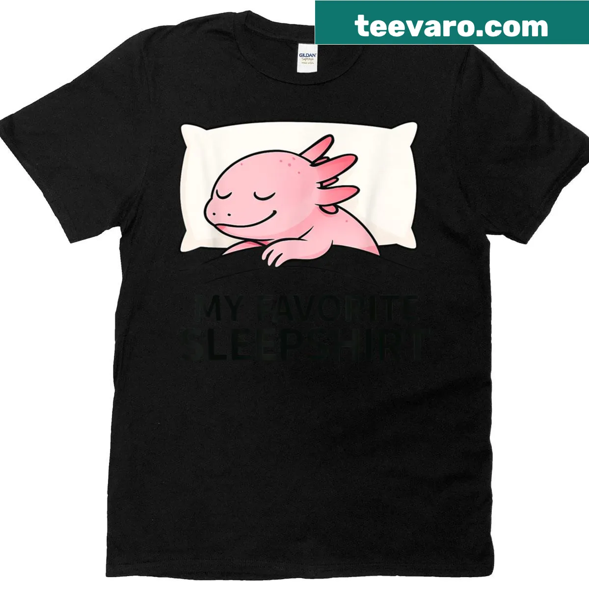 Cute T-shirt featuring an axolotl design for kids' sleepwear. — on a men's t-shirt