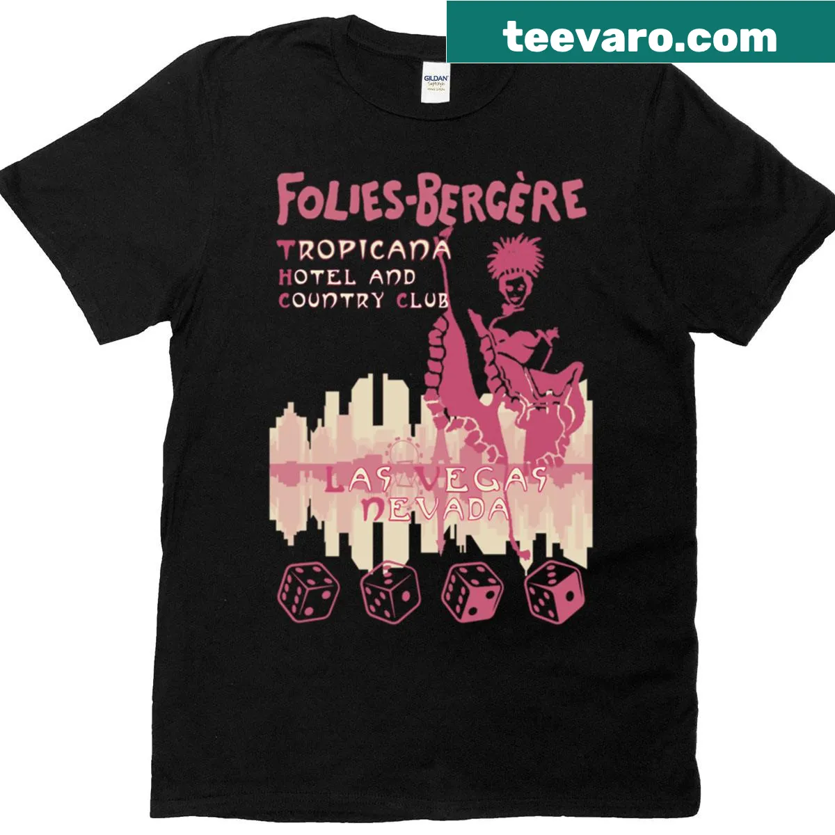 Illustration of Folies-Bergere Tropicana Hotel on a T-shirt — on a men's t-shirt