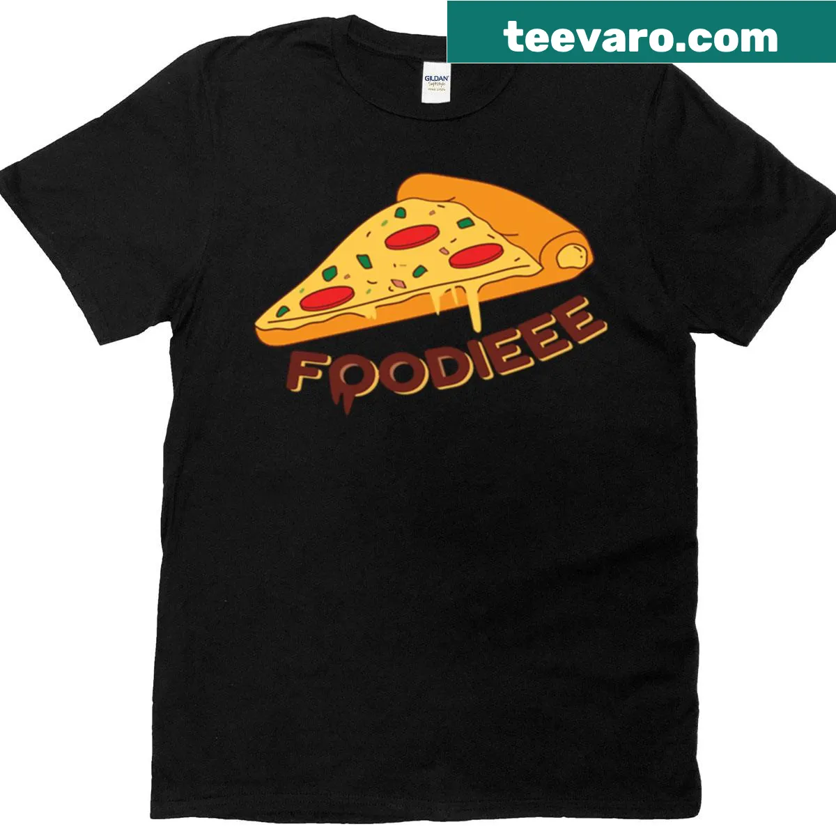 Illustration of a yummy pizza on a t-shirt — on a men's t-shirt