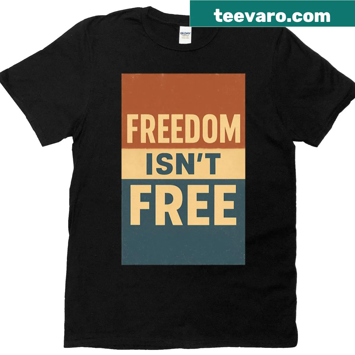 Vintage-style t-shirt honoring veterans with the phrase 'Freedom Isn't Free' — on a men's t-shirt