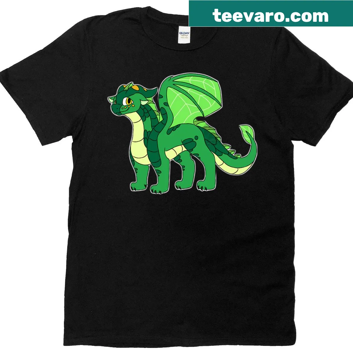 Cartoon dragon graphic on a friendly forest T-shirt — on a men's t-shirt