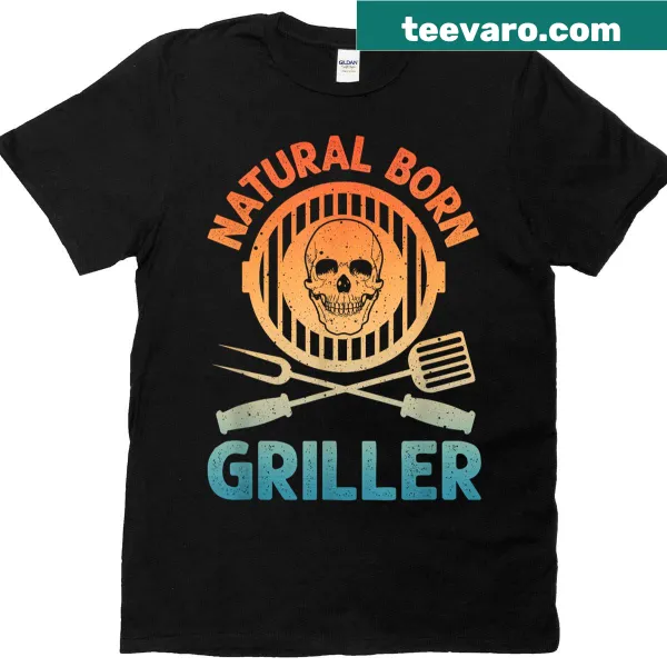 Cartoon BBQ graphic on a grilling-themed shirt