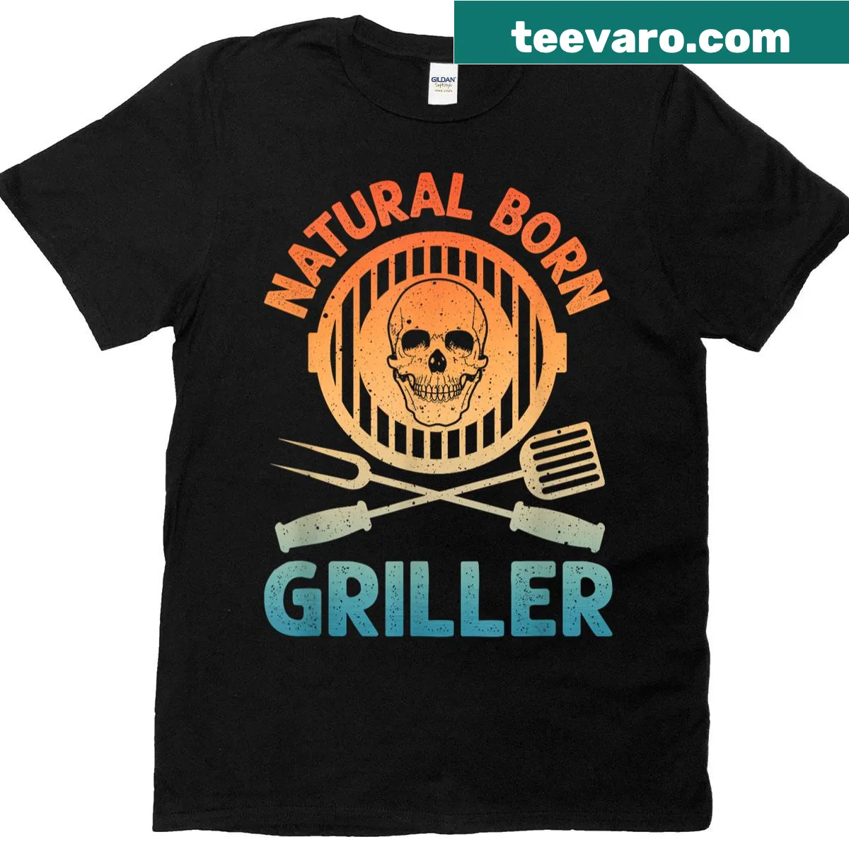 Cartoon BBQ graphic on a grilling-themed shirt — on a men's t-shirt