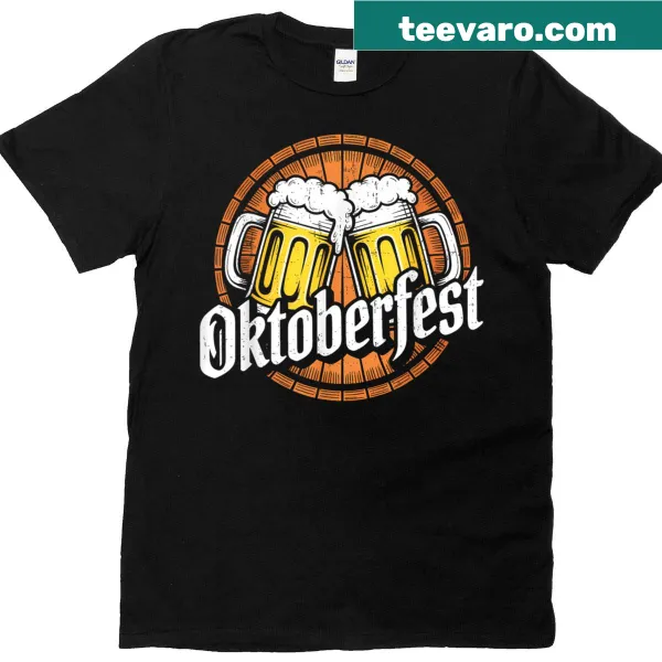 Funny beer mug graphic on an Oktoberfest-themed shirt