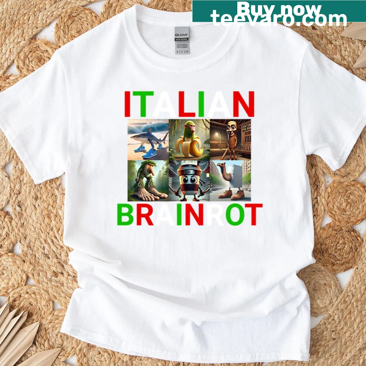Illustration of funny Italian characters in meme style. — on a men's t-shirt