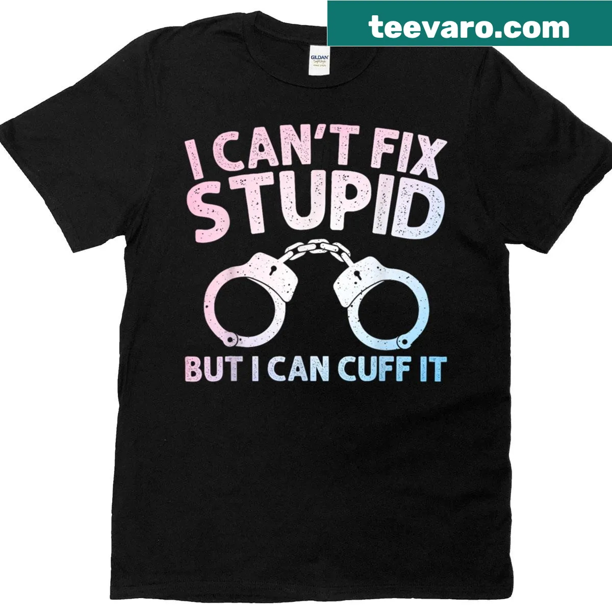 Funny police-themed T-shirt with humorous artwork — on a men's t-shirt