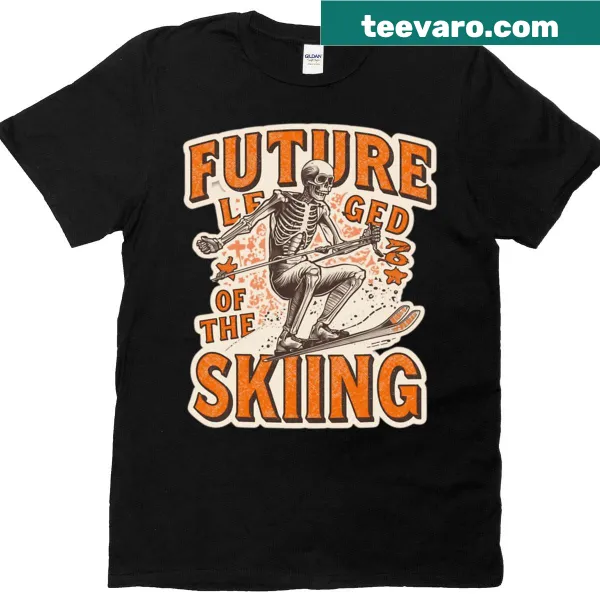 Skeleton athlete skiing design on t-shirt