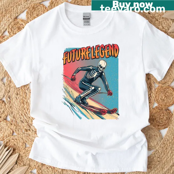 Skeleton skiing t-shirt design