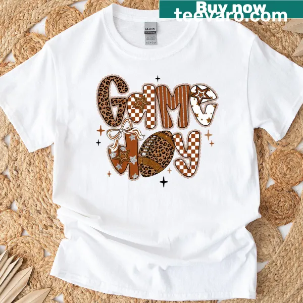 Brown girls' t-shirt with lace bow and team spirit design