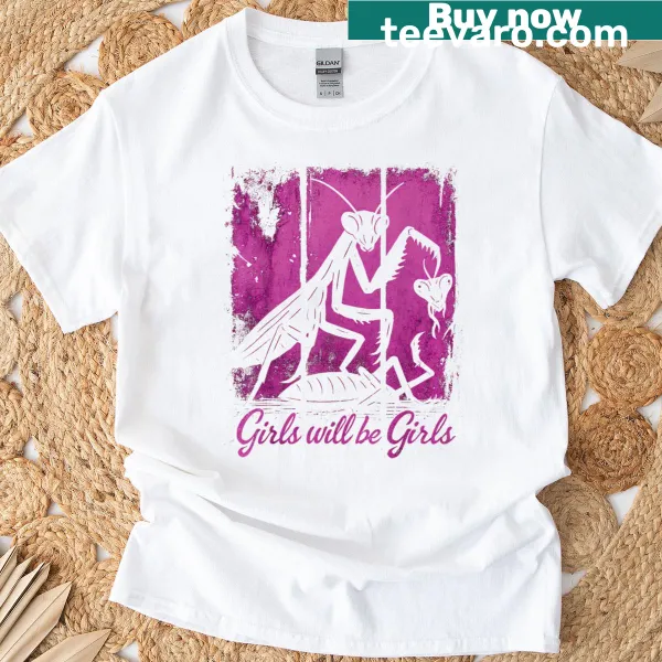 Cute t-shirt featuring a praying mantis illustration