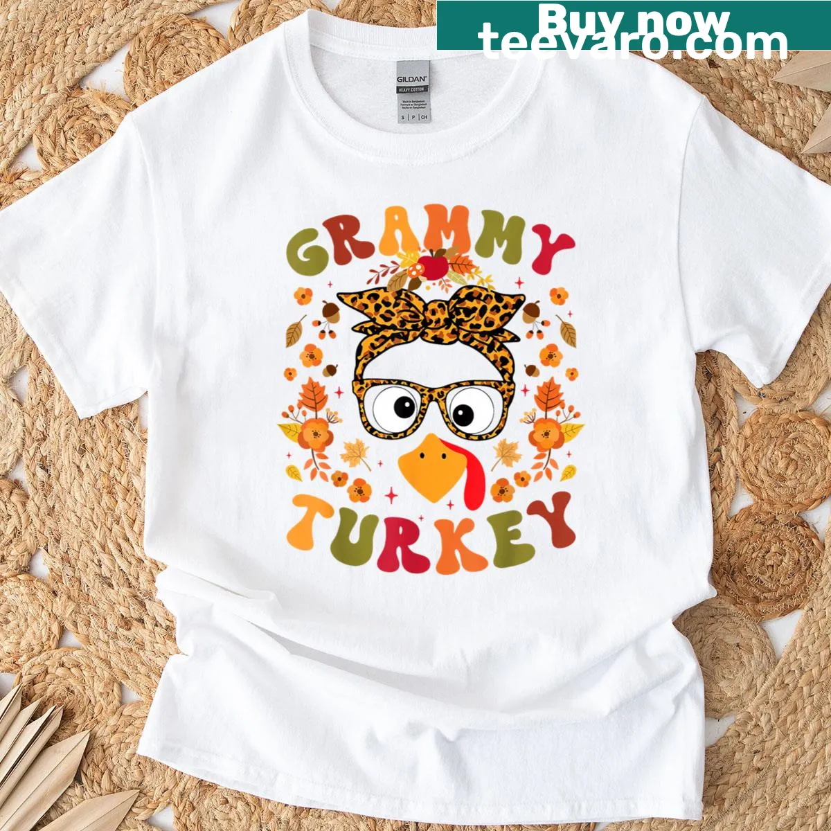 Funny Thanksgiving t-shirt with a turkey graphic for Grammy. — on a men's t-shirt