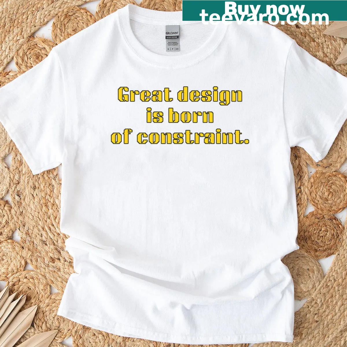 Minimalist typography t-shirt with a design quote. — on a men's t-shirt