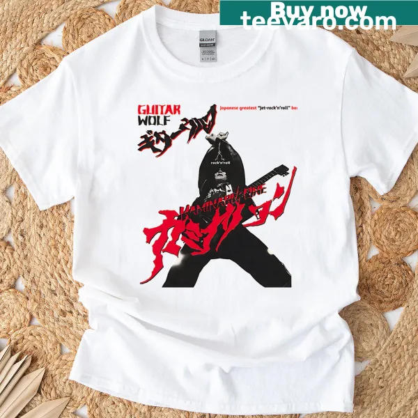 Illustrated t-shirt with Guitar Wolf Kaminari design