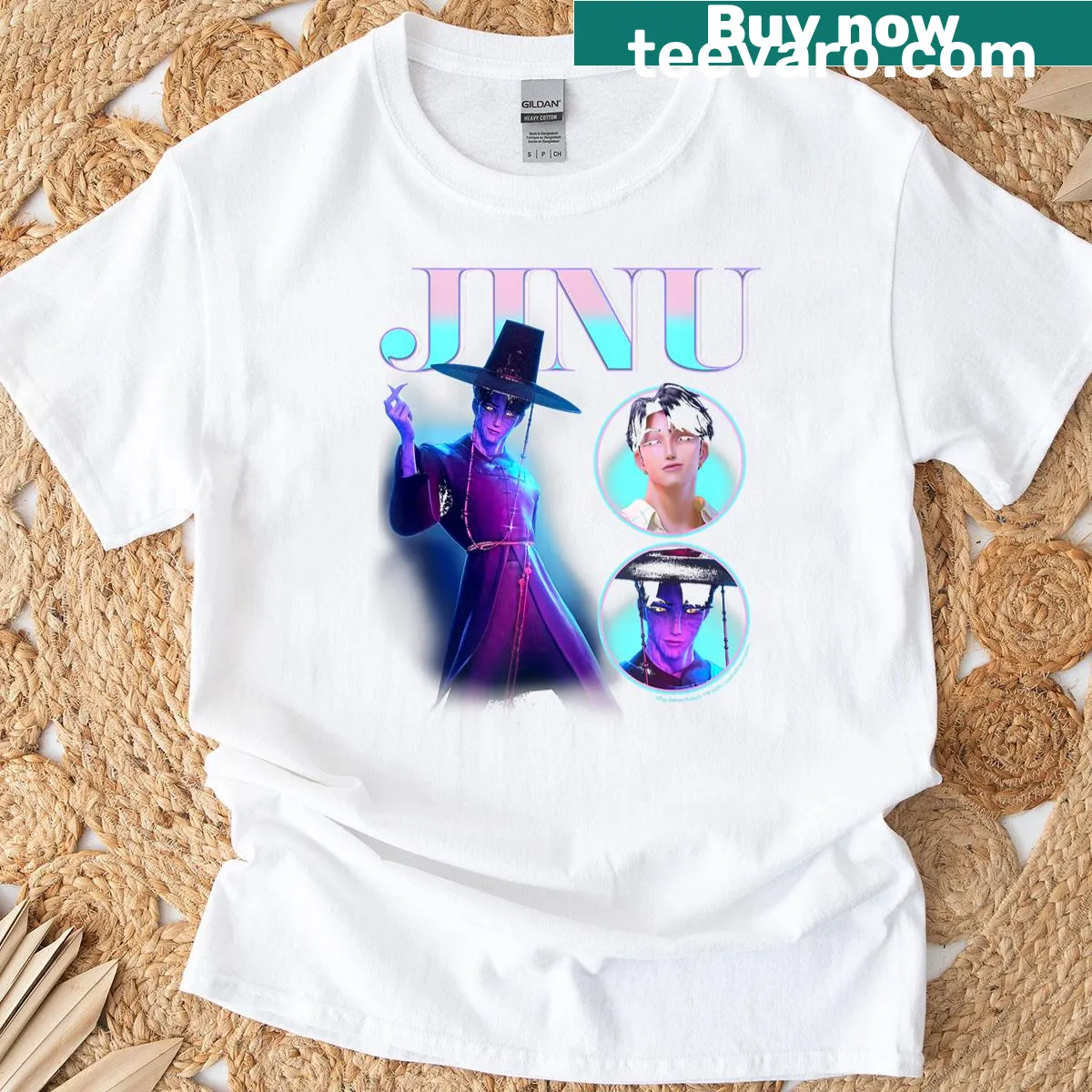 Y2K style Halloween showcase poster graphic T-shirt — on a men's t-shirt