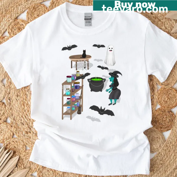 T-shirt featuring a witch graphic for Halloween