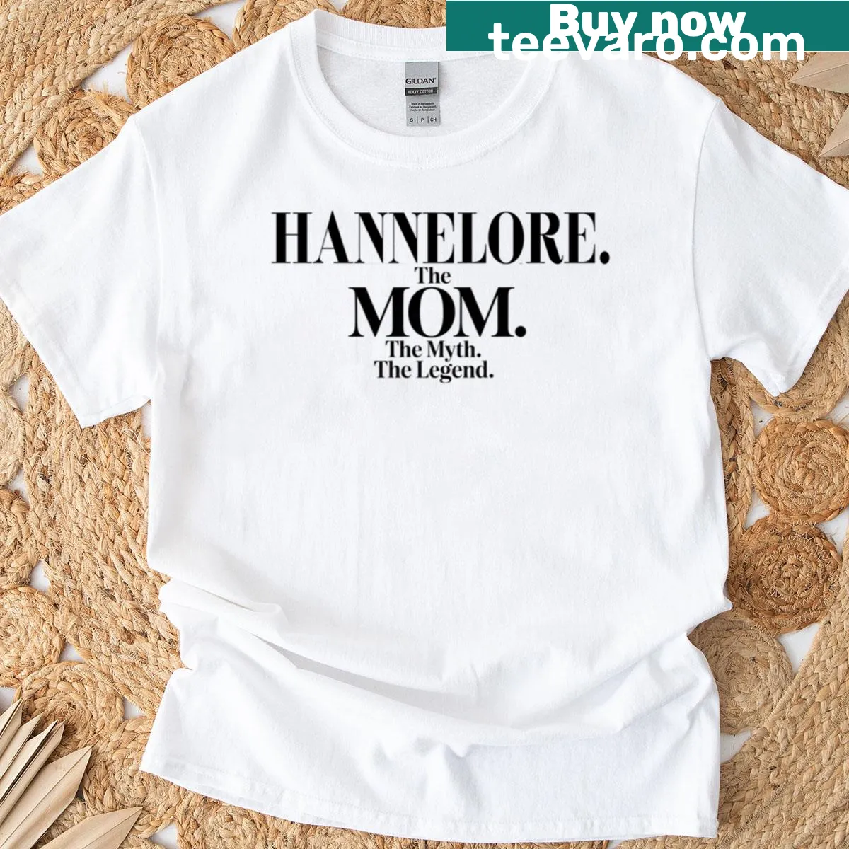 Funny Mom Hannelore t-shirt with playful typography design — on a men's t-shirt