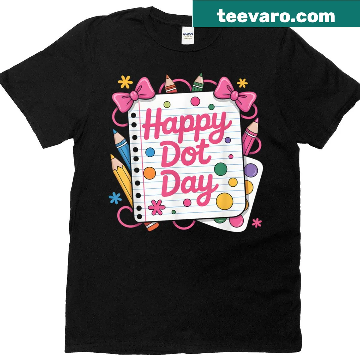 Dot Day t-shirt with colorful dot graphics for kids — on a men's t-shirt