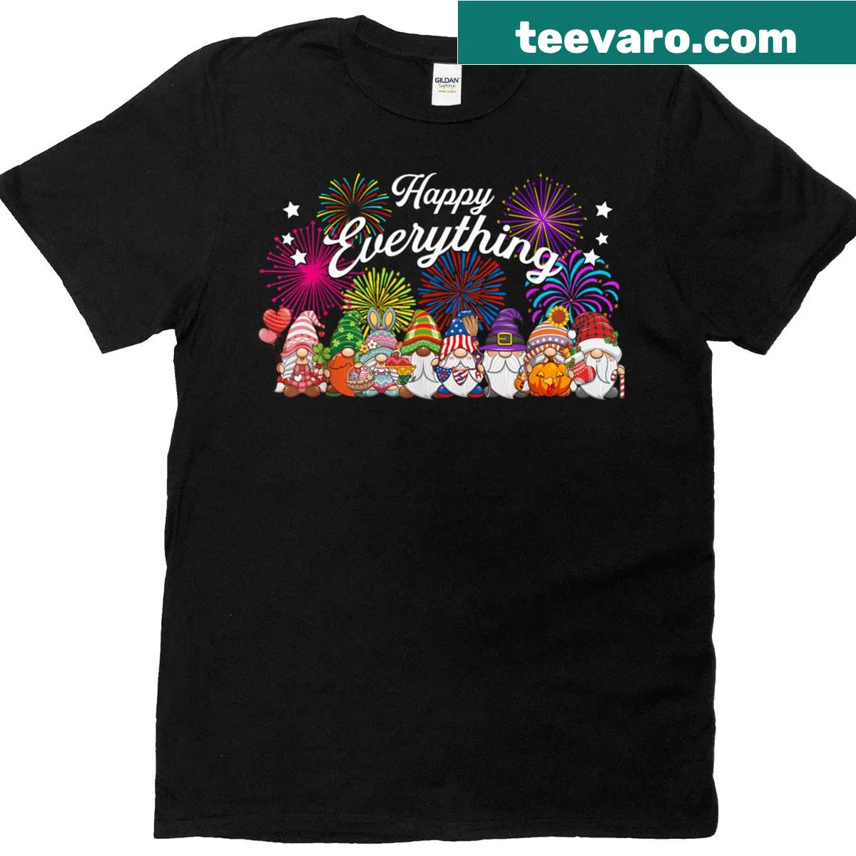 Cute gnomes design representing every holiday on a T-shirt — on a men's t-shirt