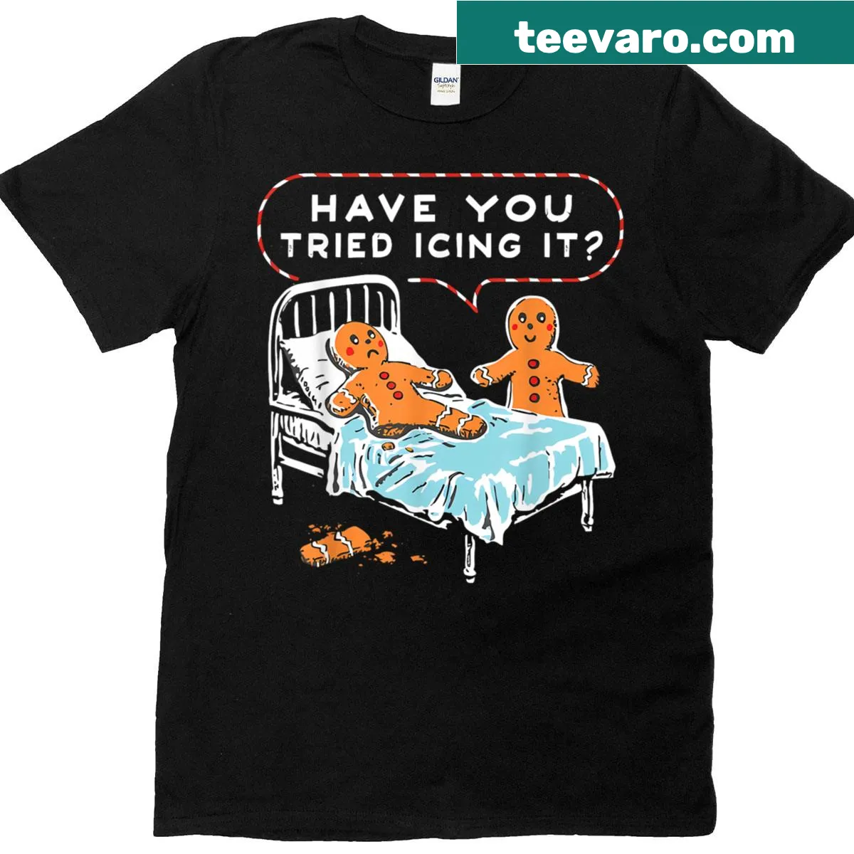 Funny T-shirt for nurses with gingerbread design and icing phrase — on a men's t-shirt
