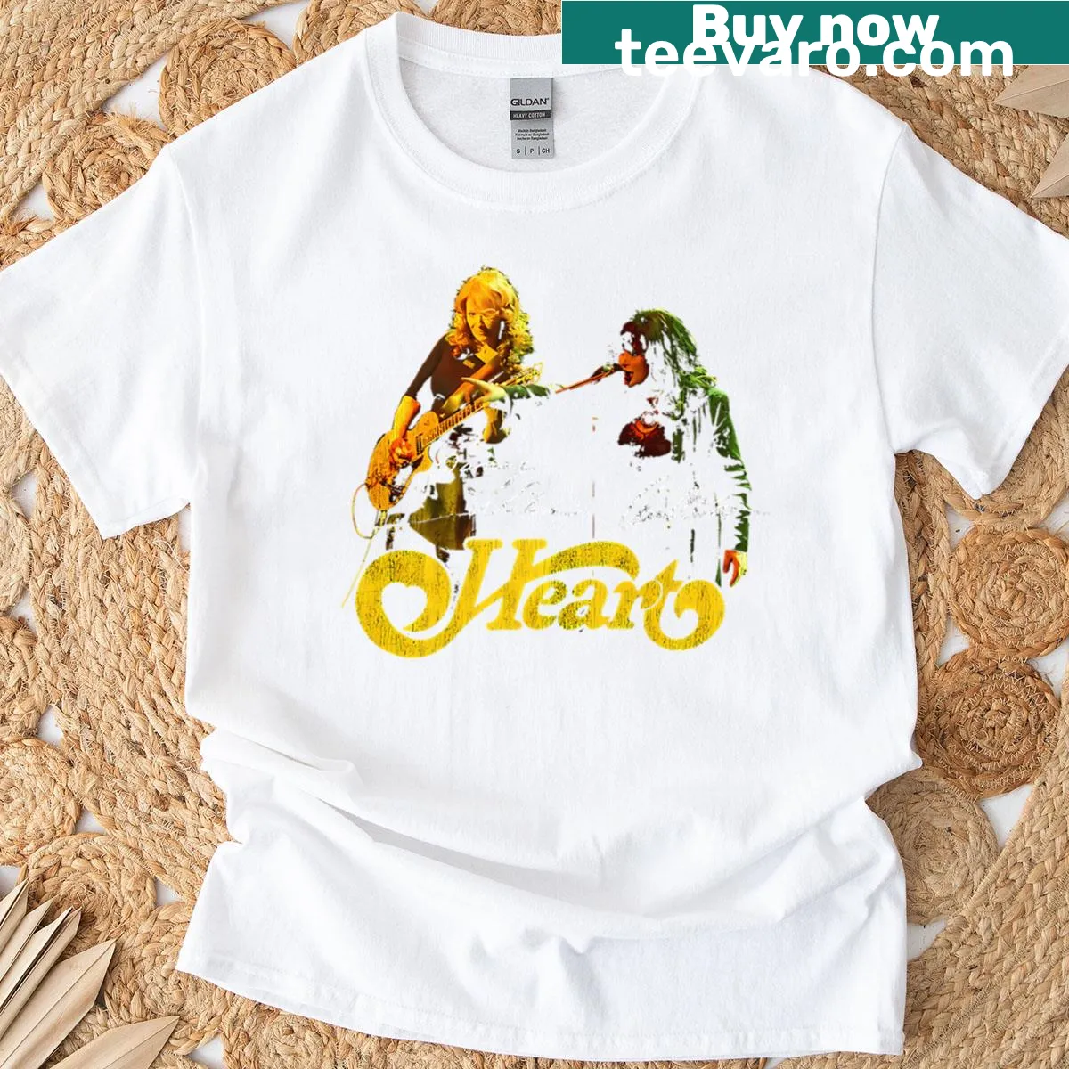 Heart Band T-shirt with bold typography design — on a men's t-shirt