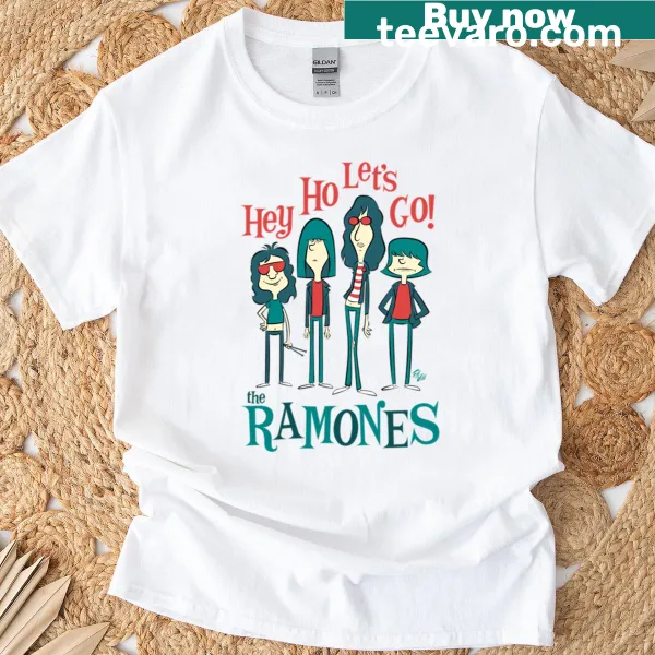 Energetic T-shirt featuring the phrase 'Hey Ho, Let's Go'