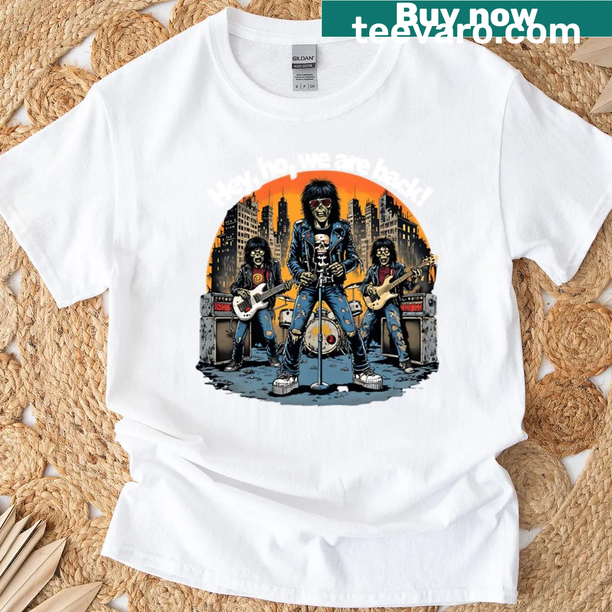 Zombie Ramones graphic T-shirt with oversized fit and punk elements — on a men's t-shirt