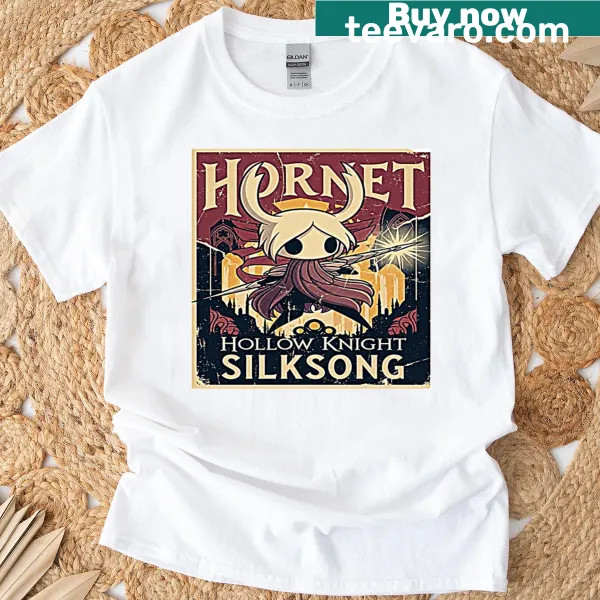 Retro grunge Hornet graphic T-shirt inspired by Hollow Knight
