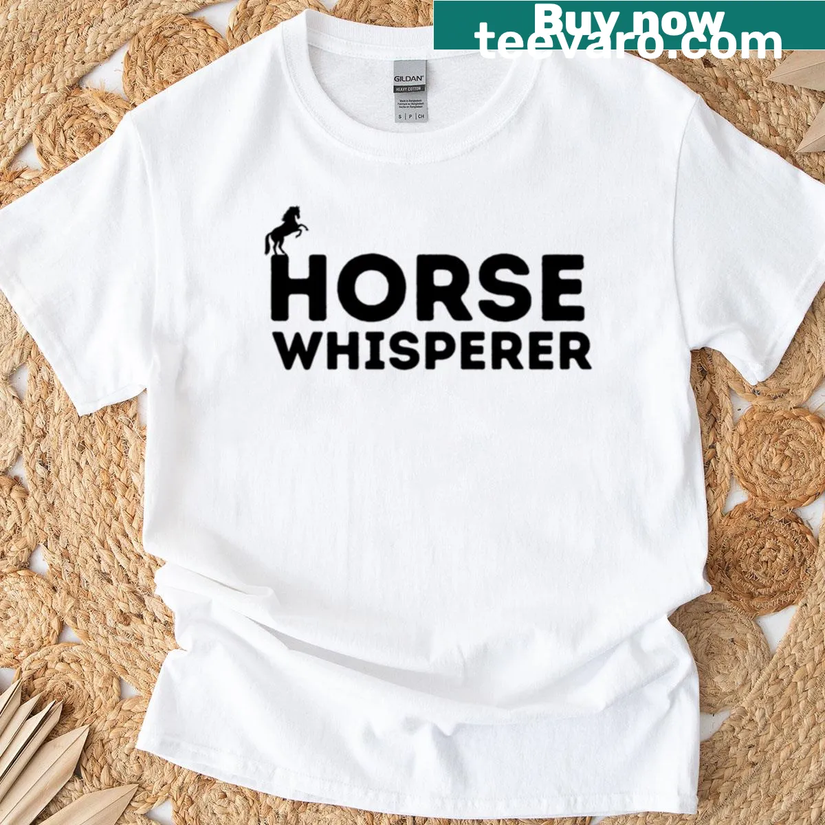 Typography T-shirt for horse lovers with 'Horse Whisperer' text — on a men's t-shirt