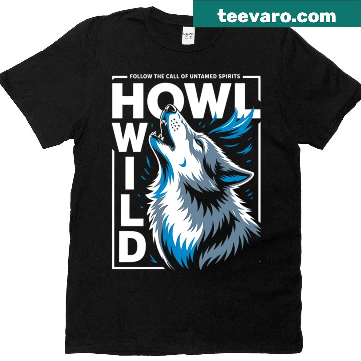 Bold graphic T-shirt featuring a howling wolf design. — on a men's t-shirt