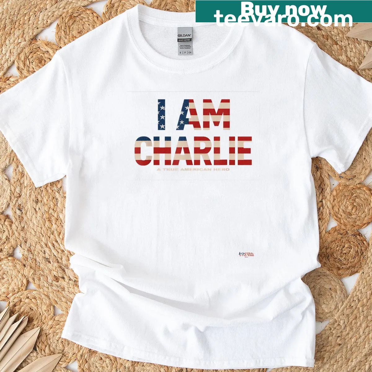USA flag cutout design with 'I Am Charlie' message — on a men's t-shirt
