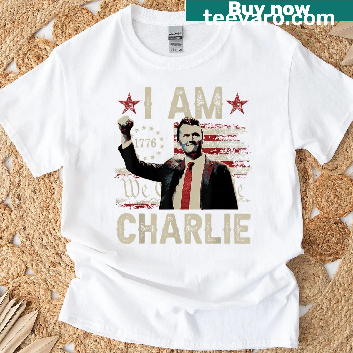 Inspirational 'I Am Charlie' typography on a t-shirt — on a men's t-shirt