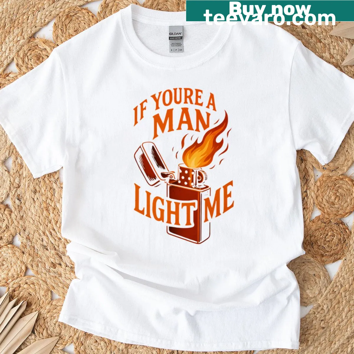 Motivational T-shirt with 'Ignite The Fire' graphic — on a men's t-shirt