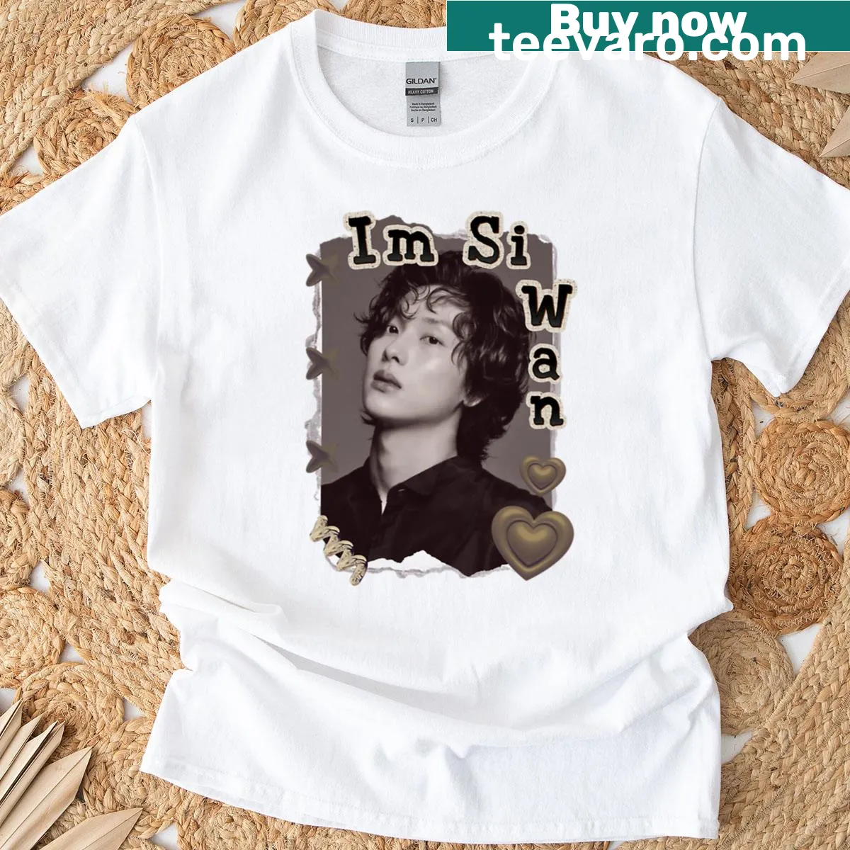 Vintage scrapbook T-shirt featuring Im Si-wan — on a men's t-shirt