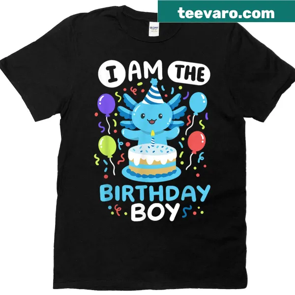 Cute birthday t-shirt for kids featuring an axolotl design
