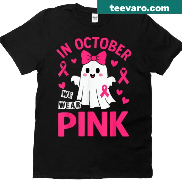 Ghost graphic with pink ribbons promoting breast cancer awareness