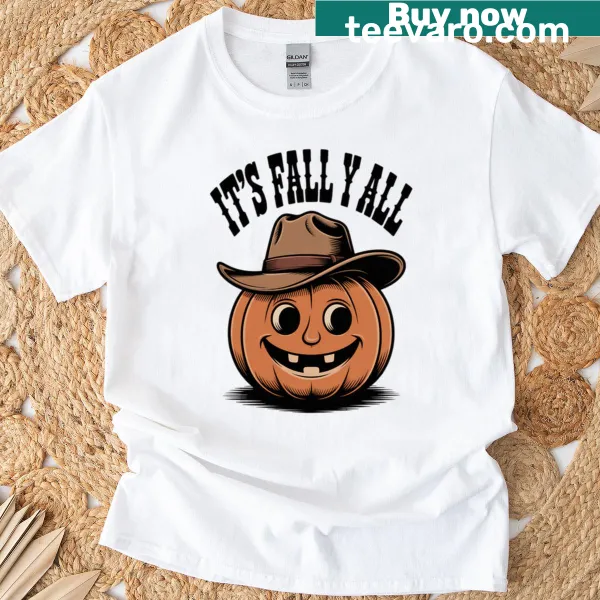 Oversized T-shirt with a pumpkin graphic and 'It's Fall Y'all' text