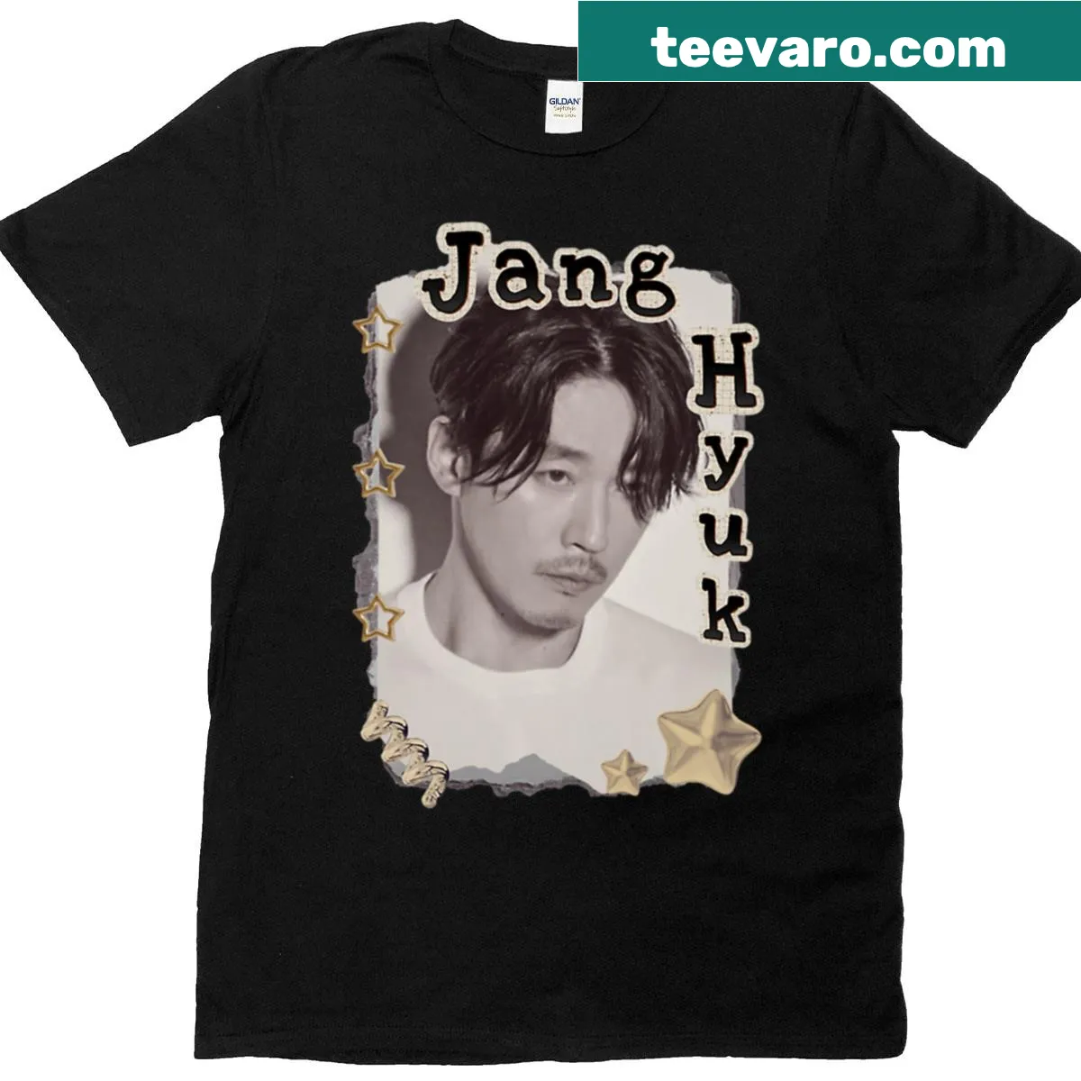 Vintage collage t-shirt featuring Jang Hyuk, perfect for fans — on a men's t-shirt