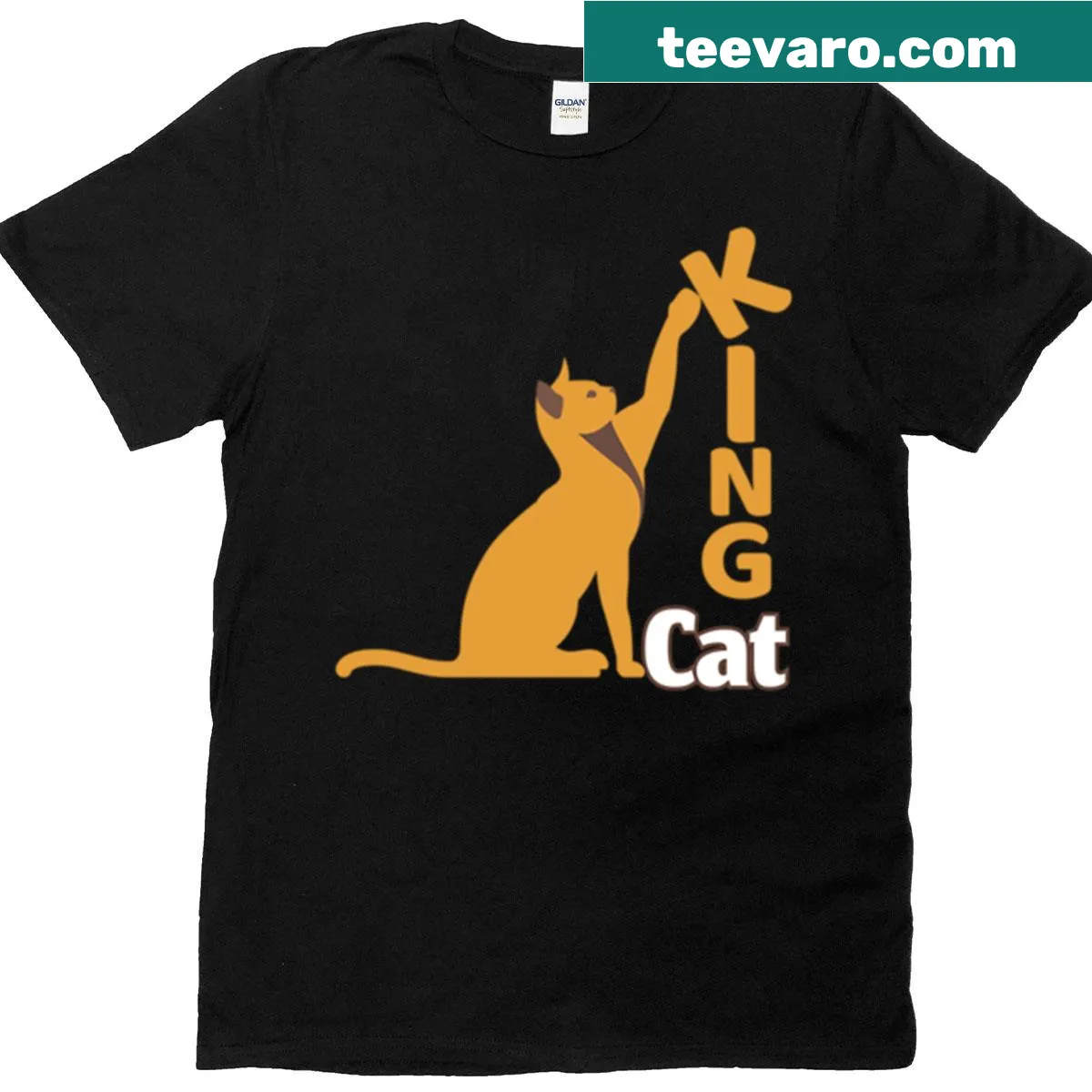 Regal cat graphic t-shirt for cat lovers — on a men's t-shirt