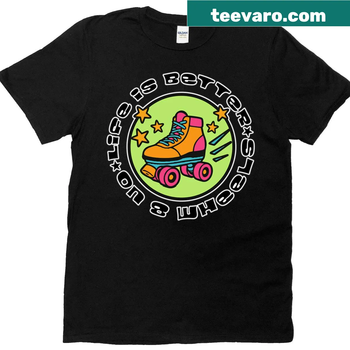 Retro design t-shirt celebrating roller skating — on a men's t-shirt
