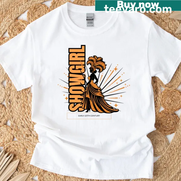 Oversized vintage-style t-shirt celebrating the life of a showgirl