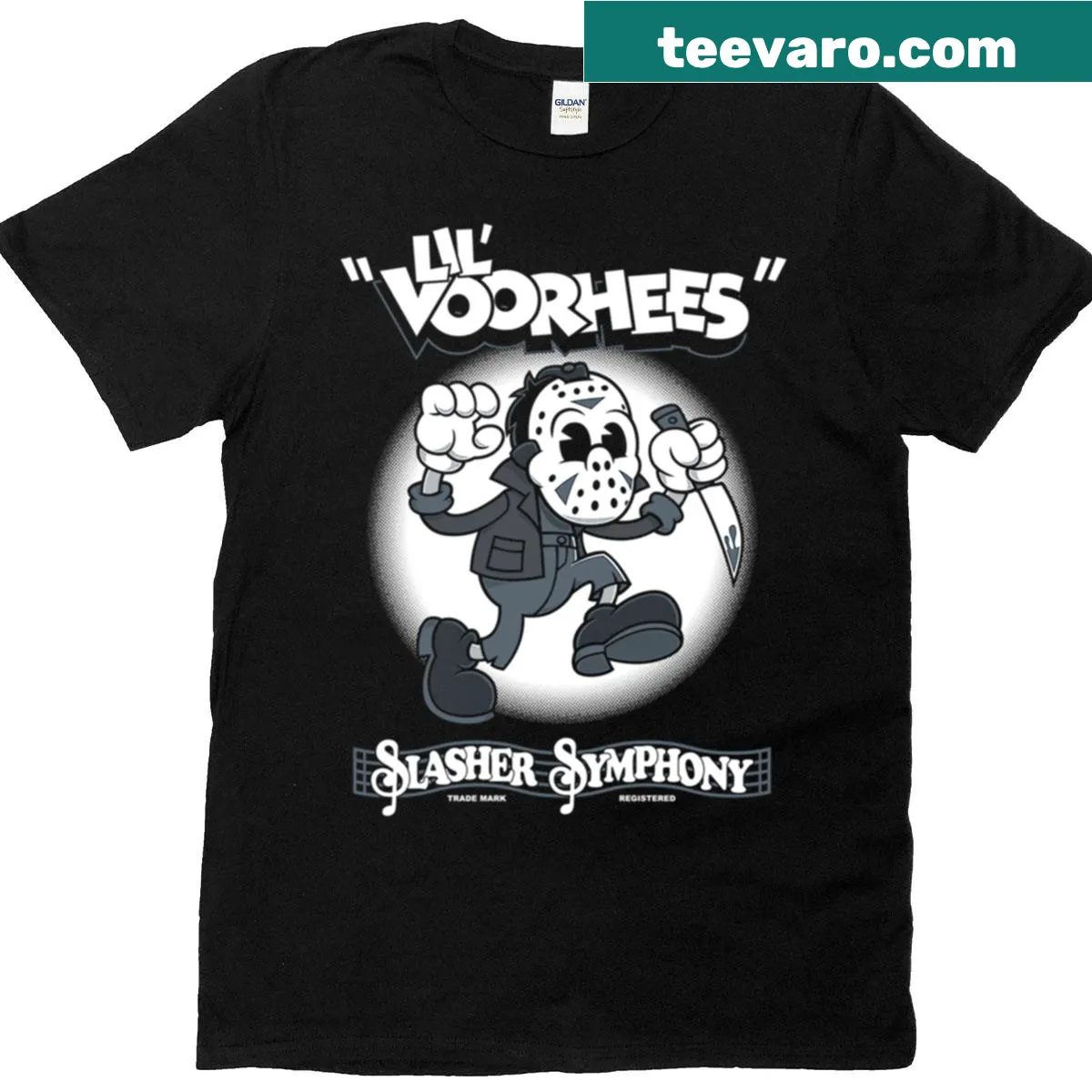 Creepy cute cartoon horror character T-shirt design — on a men's t-shirt
