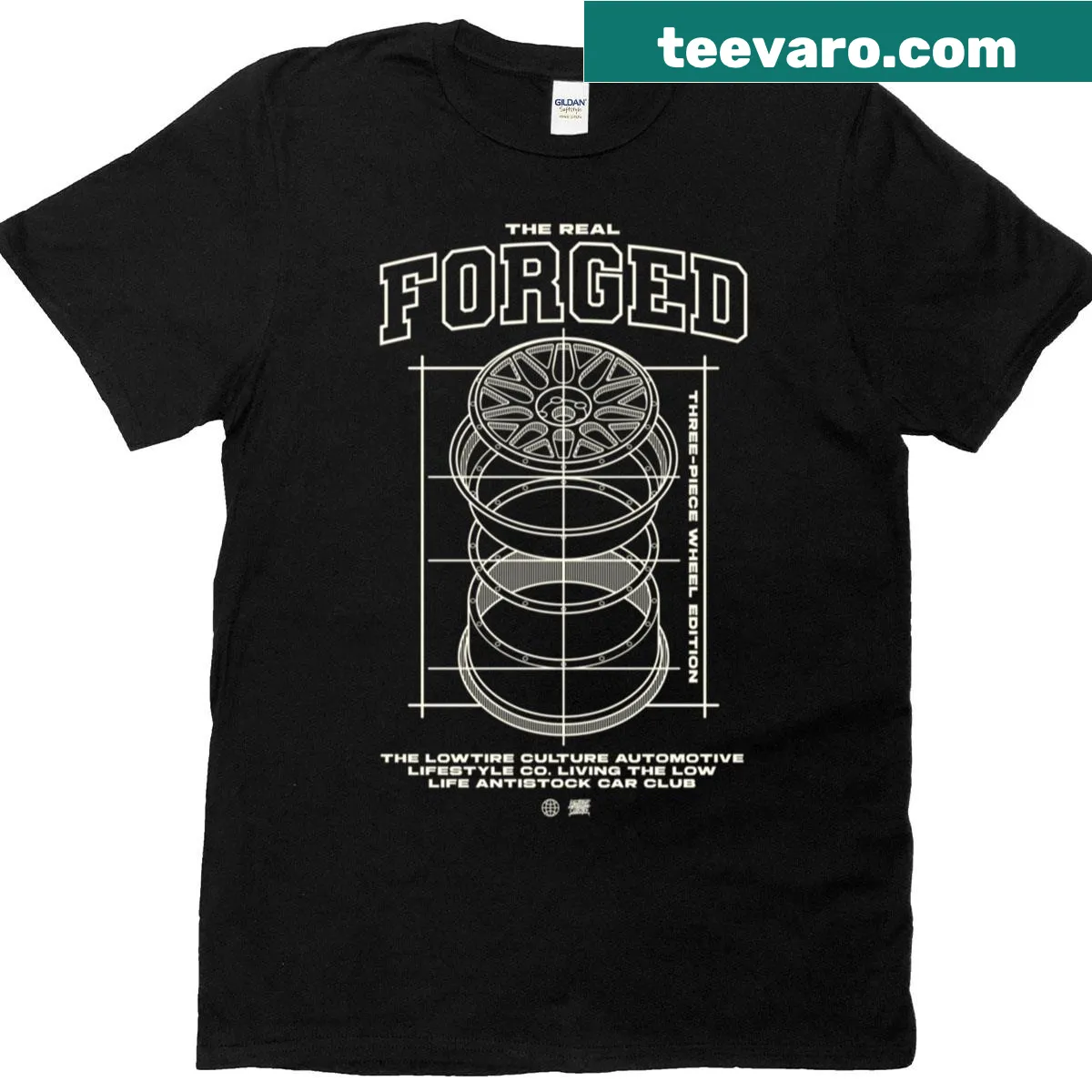 Cartoon graphic of three whimsical wheels on a T-shirt — on a men's t-shirt