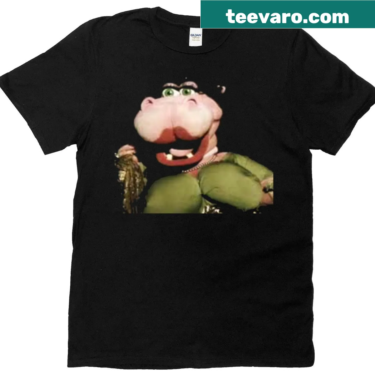 Whimsical illustration of characters from Meet The Feebles movie — on a men's t-shirt