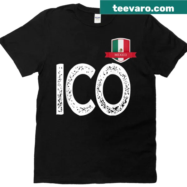 Shirt featuring a creative design of the Mexican flag with text elements.