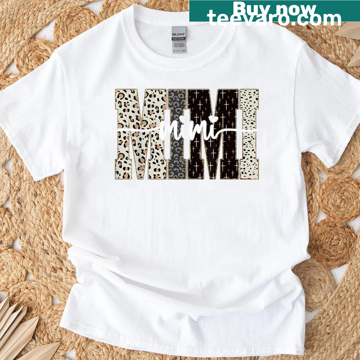 Christian Christmas t-shirt featuring a leopard print cross and faith-themed design — on a men's t-shirt