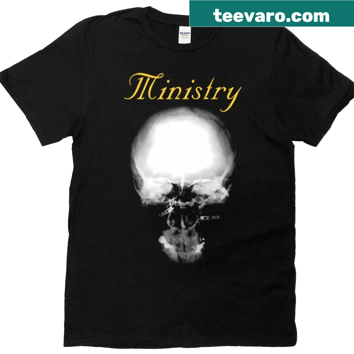 Retro Ministry Band T-shirt with bold graphic design — on a men's t-shirt