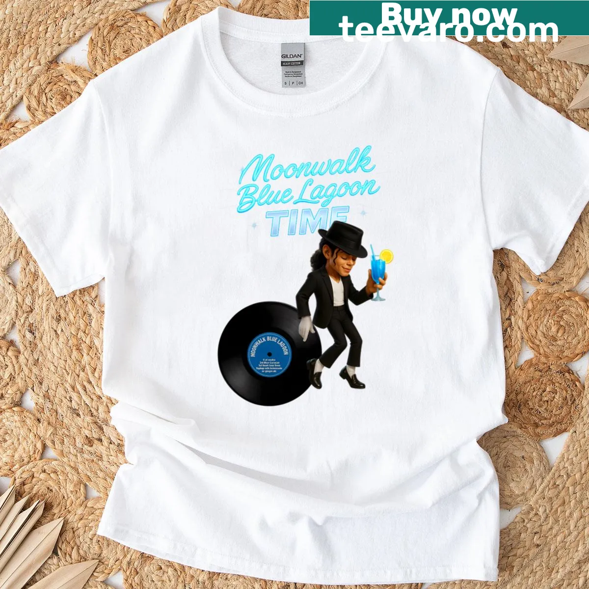 Retro T-shirt featuring cocktail poster design celebrating nightlife — on a men's t-shirt