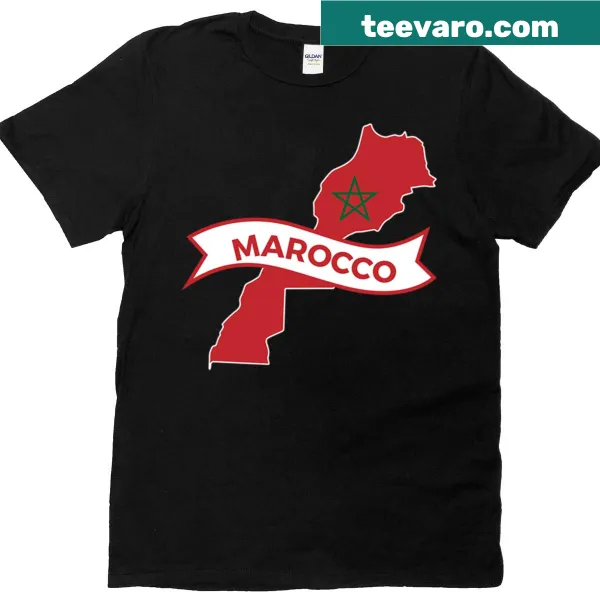 Minimalist T-shirt featuring an outline of the Morocco map
