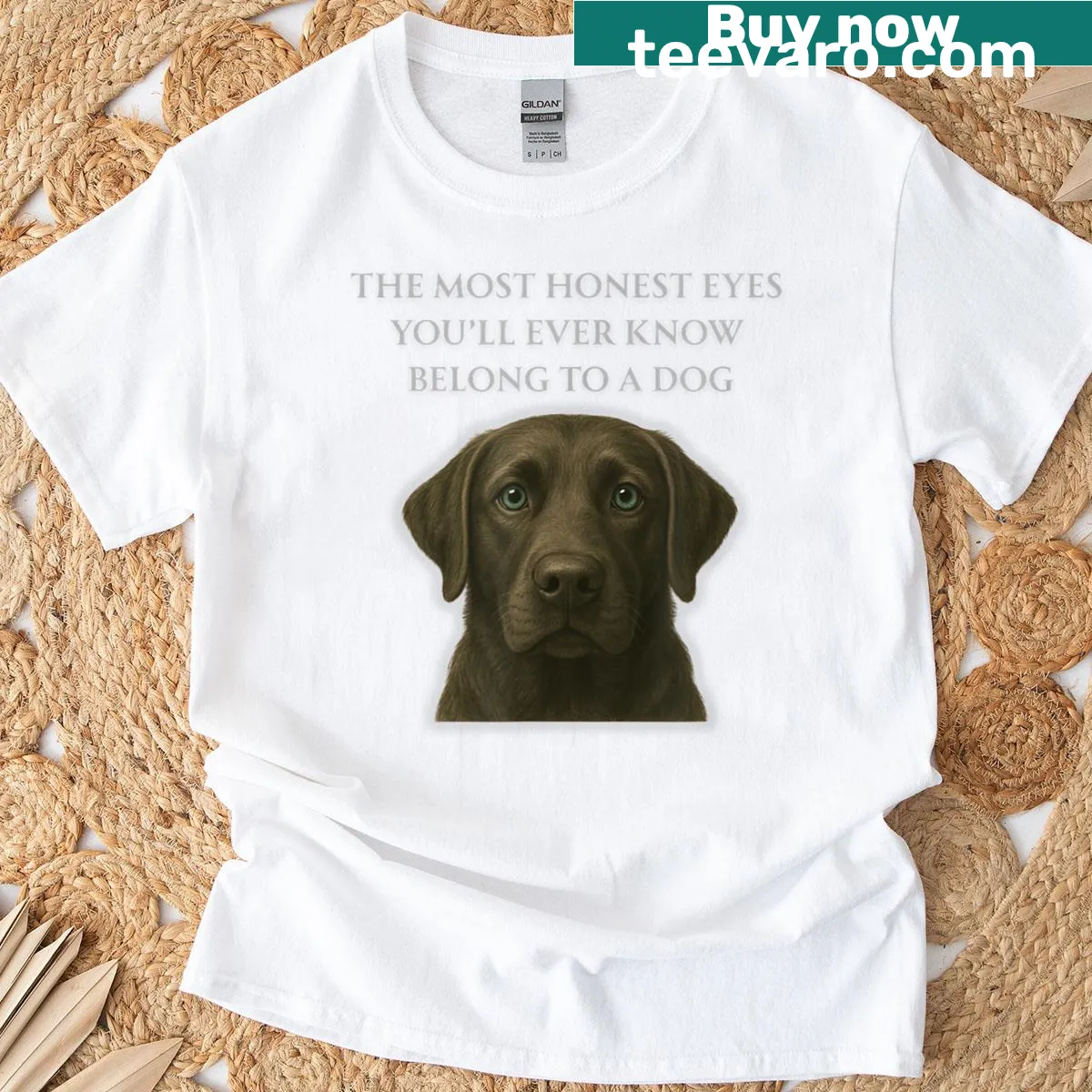 Illustration of a Labrador Retriever's face on a T-shirt — on a men's t-shirt